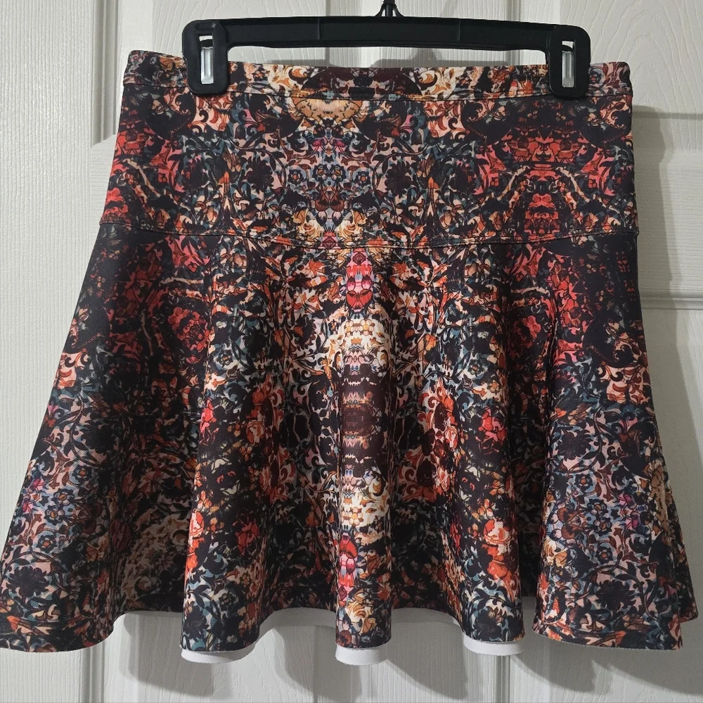 Y2K Abercrombie & Fitch Pleated Scuba Kaleidoscope Print Mini Skater Skirt, EUC!